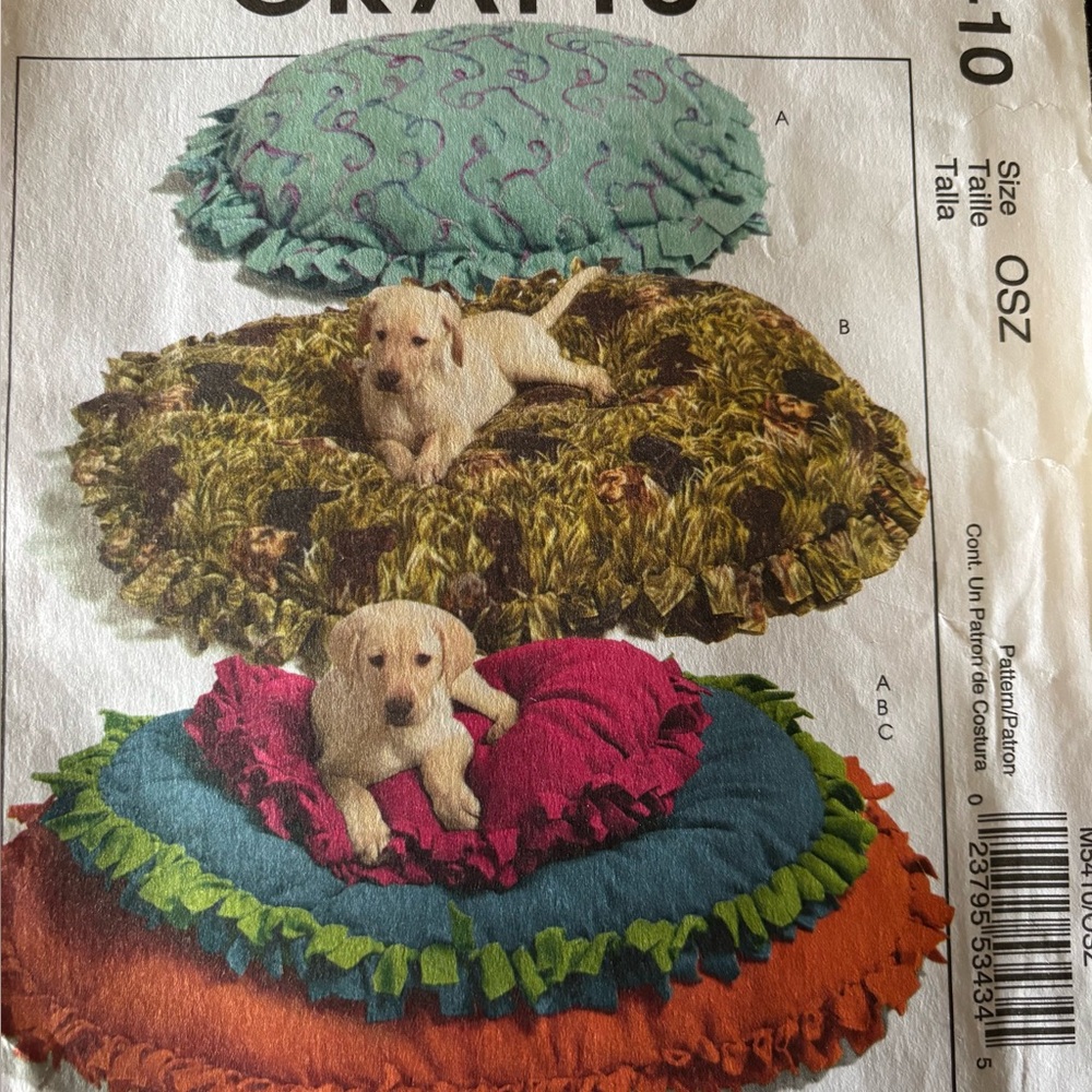 McCall’s M5410 Pattern for Pet Bed and Accessories New Uncut